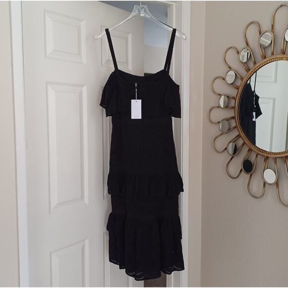 Lovers + Friends Hailey Tiered Crochet Eyelet Midi Dress Black Size S NWT - Picture 6 of 12